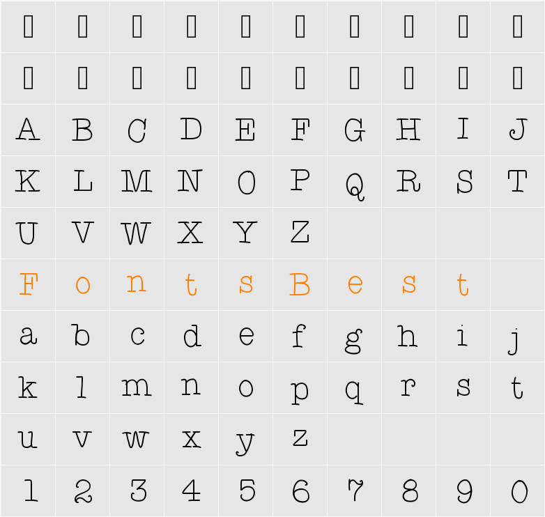 Typewriterhand Character Map