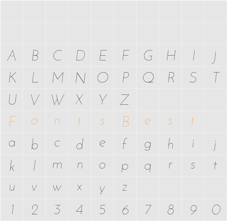Josefin Sans Character Map