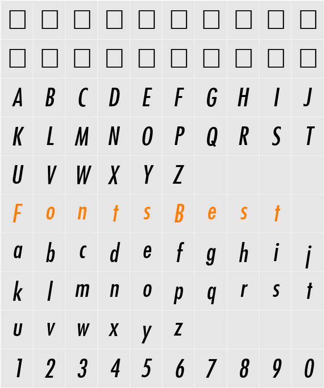 Futura Character Map