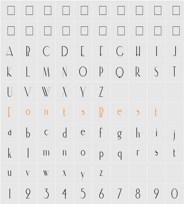 ElisiaCondensed Character Map
