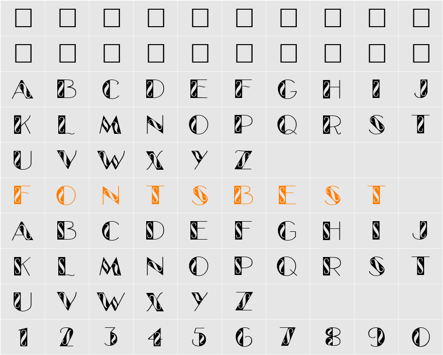 GlitzyCurl Character Map