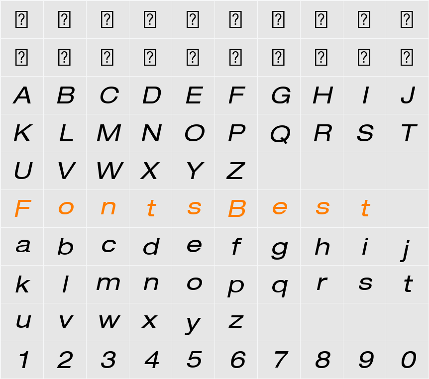 HelveticaNeueLT Com 53 ExO Character Map