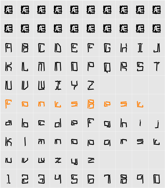 Lyneous BRK Character Map