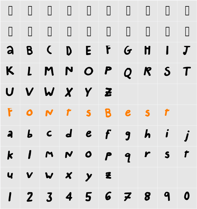 Scribble_Boo Character Map