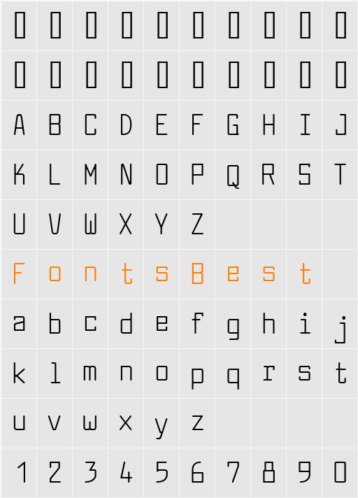 Larabiefont Condensed Character Map