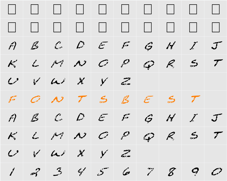 FZ JAZZY 29 HOLEY ITALIC Character Map