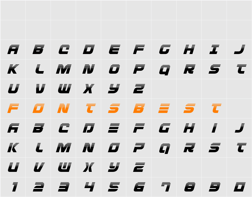Defcon Zero Halftone Italic Character Map