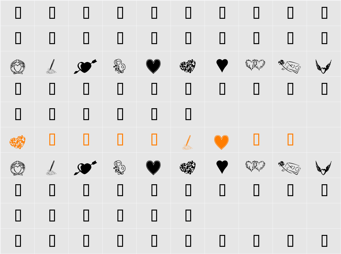 KR Heartily Character Map
