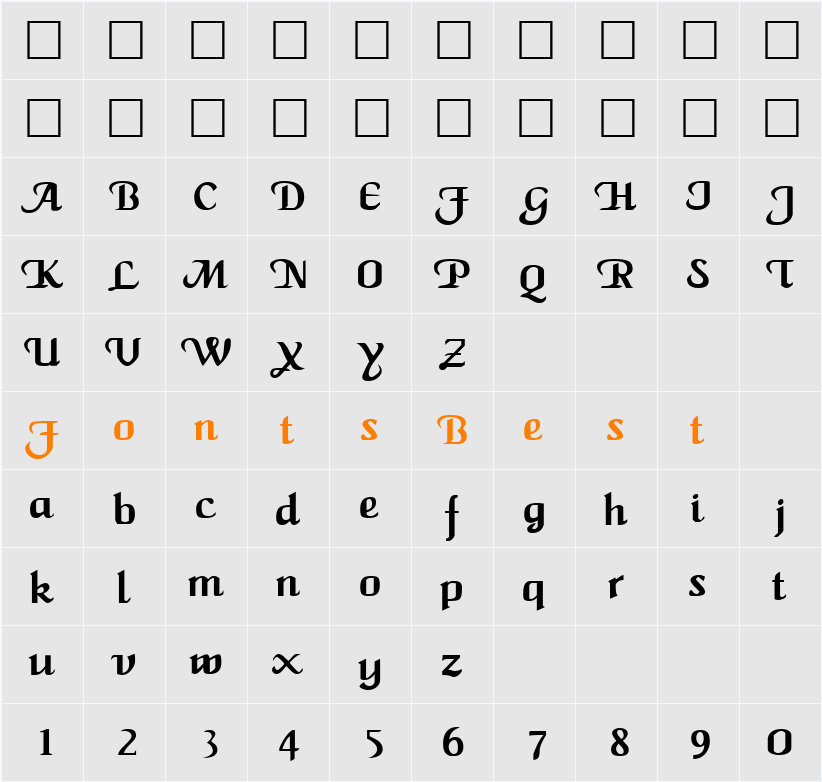 470-CAI978 Character Map