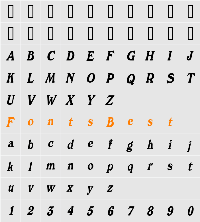Windz Condensed Character Map