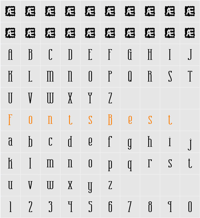 Combustion Wide BRK Character Map