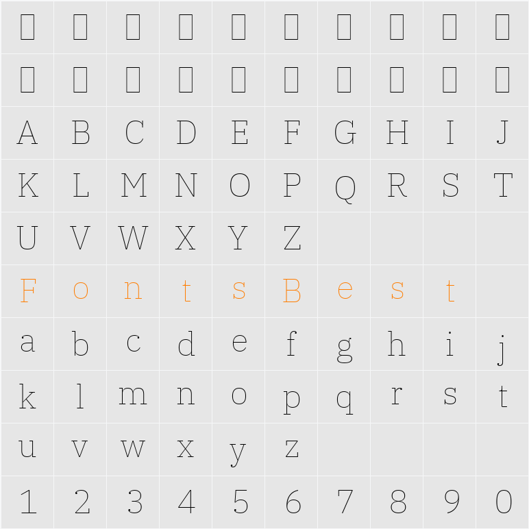IBM Plex Serif Thin Character Map