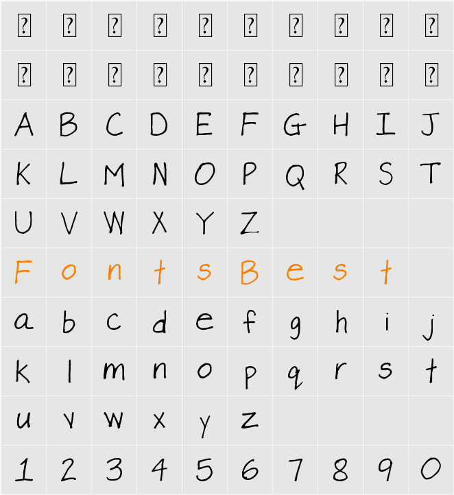Bo Chen Font Character Map