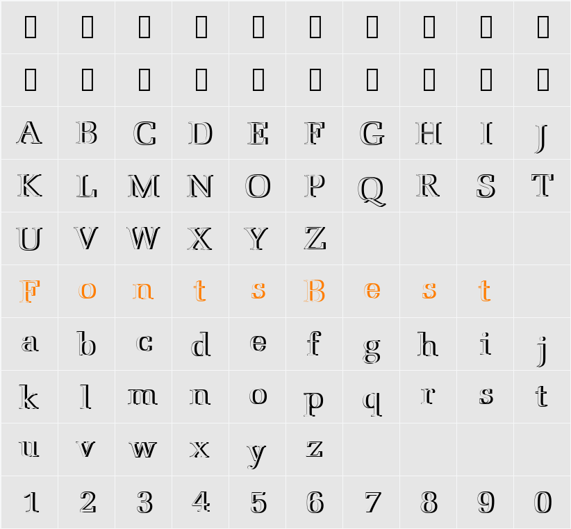 URWLatinoTRegRe1 Character Map