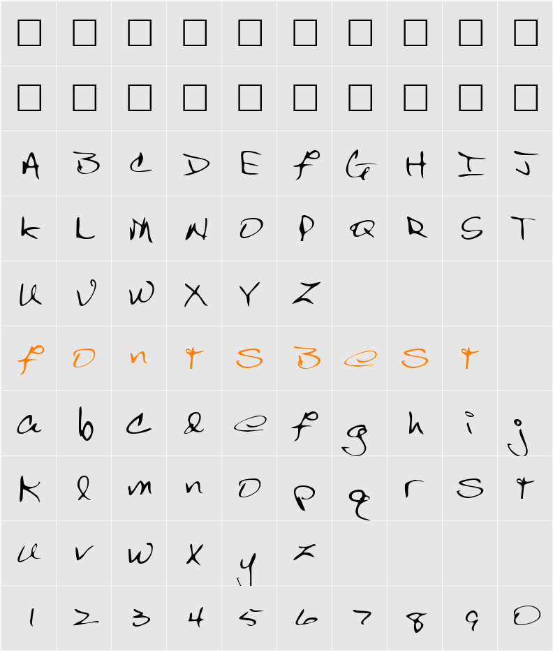 JuliesHand Character Map