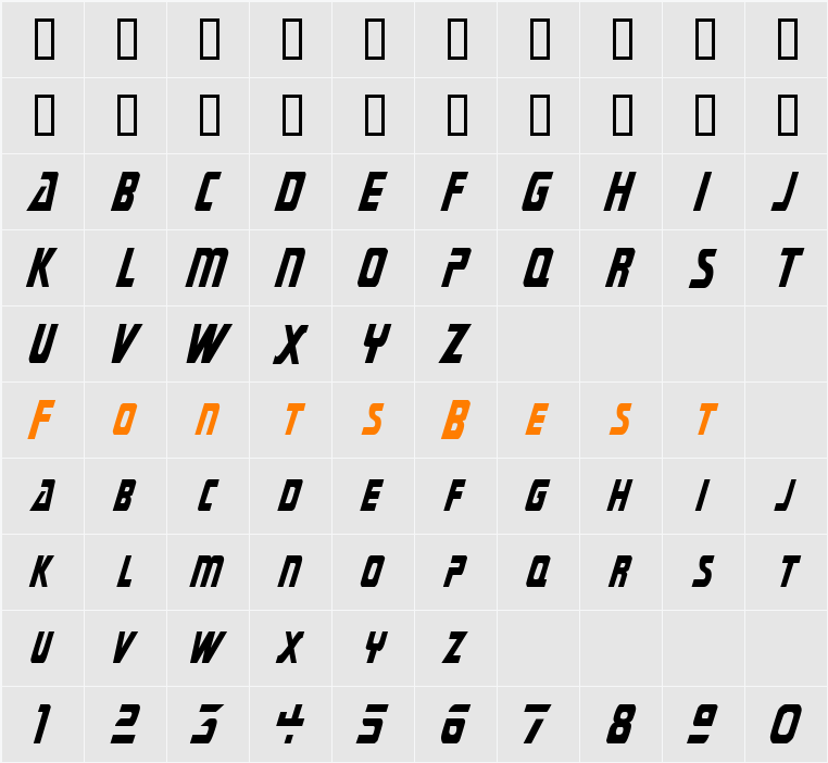 SubmarineCondensed Character Map