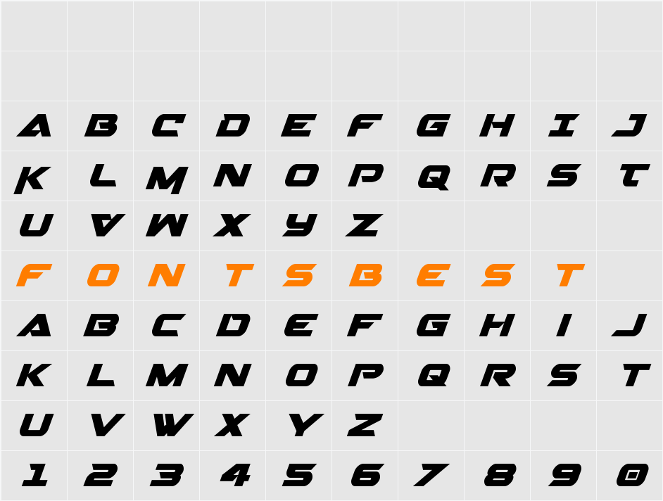 Gemina2 Italic Character Map