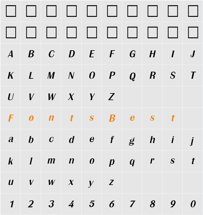 PSL Pojamarn Character Map