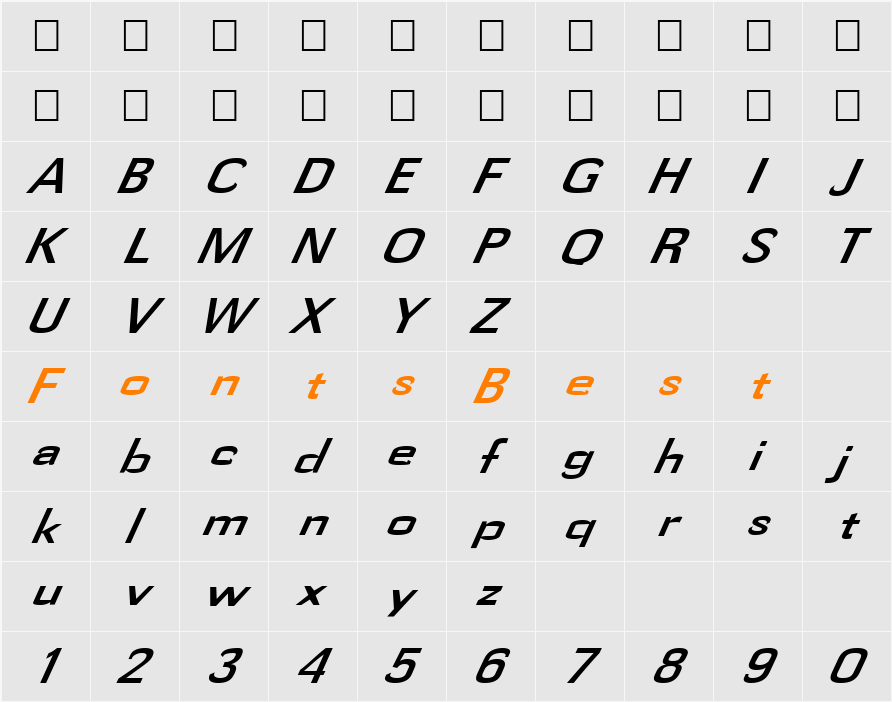 FZ BASIC 58 ITALIC Character Map