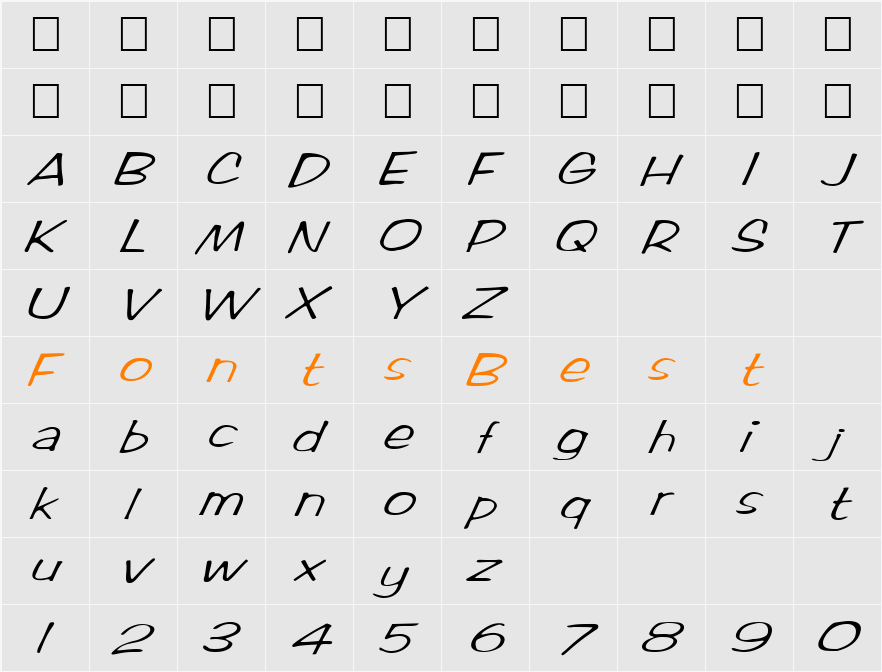 FZ HAND 2 ITALIC Character Map
