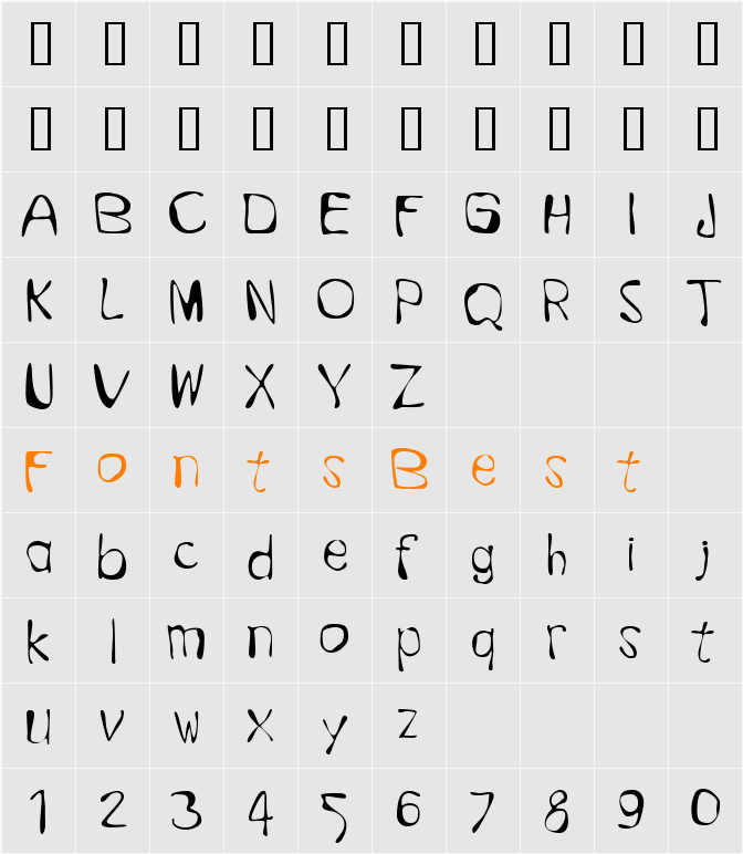 GFWet Character Map