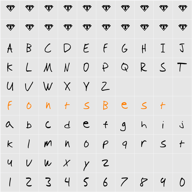 Tioem-Handwritten Character Map