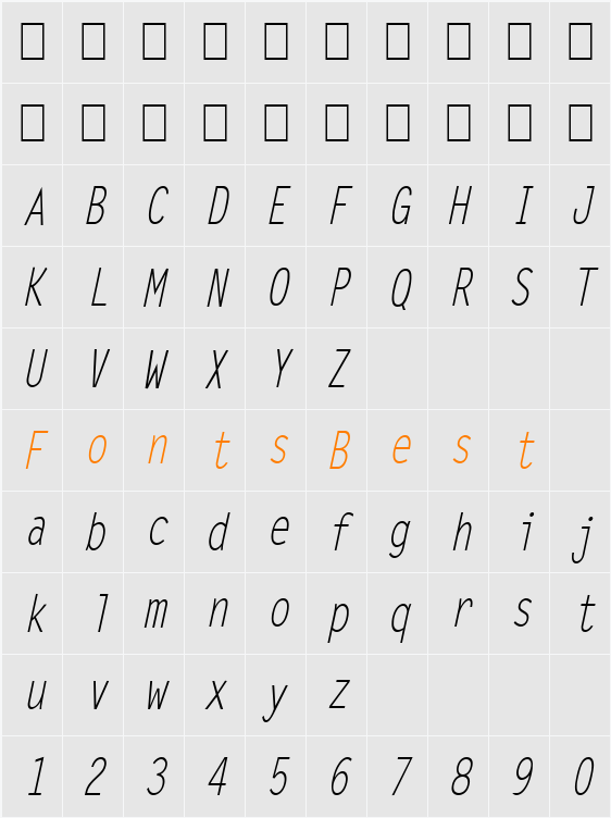 Lechter-Condensed Character Map