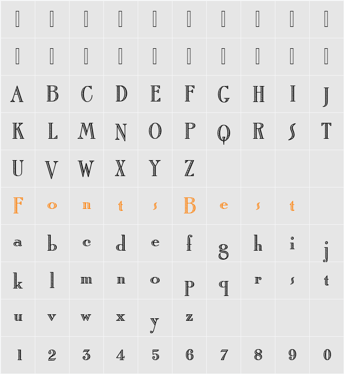 RomanShaAltD Character Map