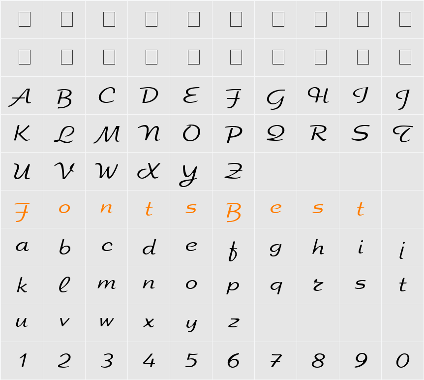 ESF-EliteLight Character Map