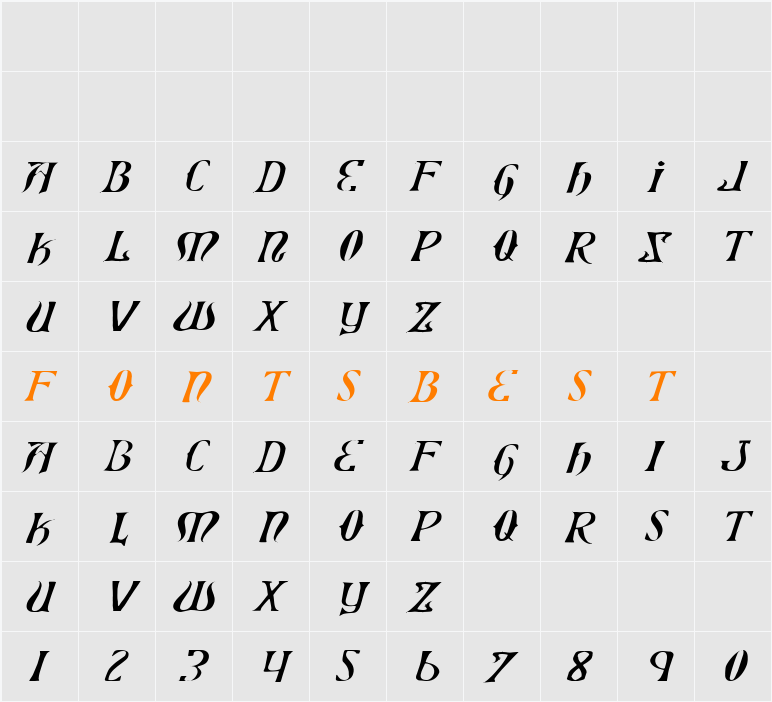Xiphos Expanded Light Italic Character Map