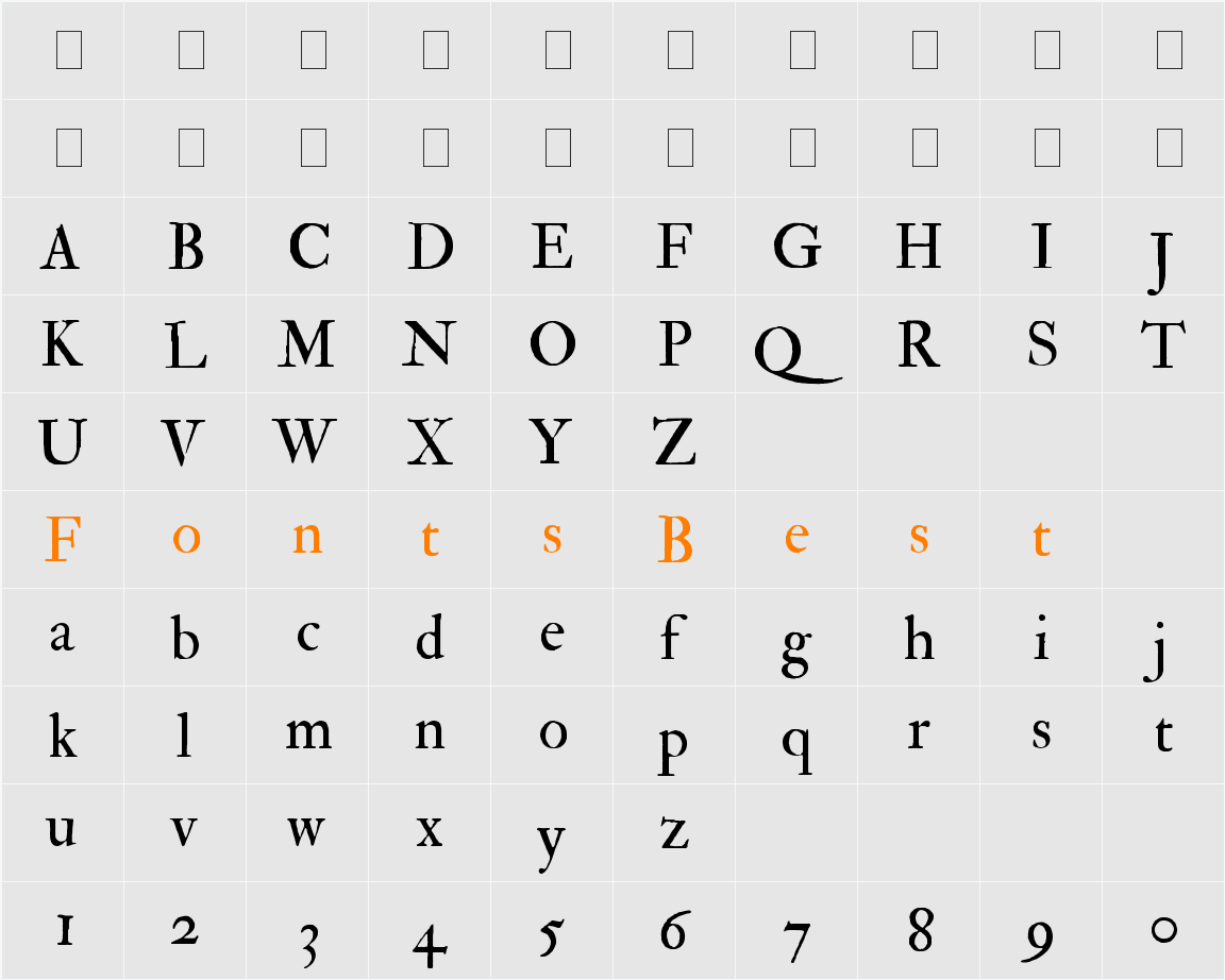 IM FELL Double Pica Character Map