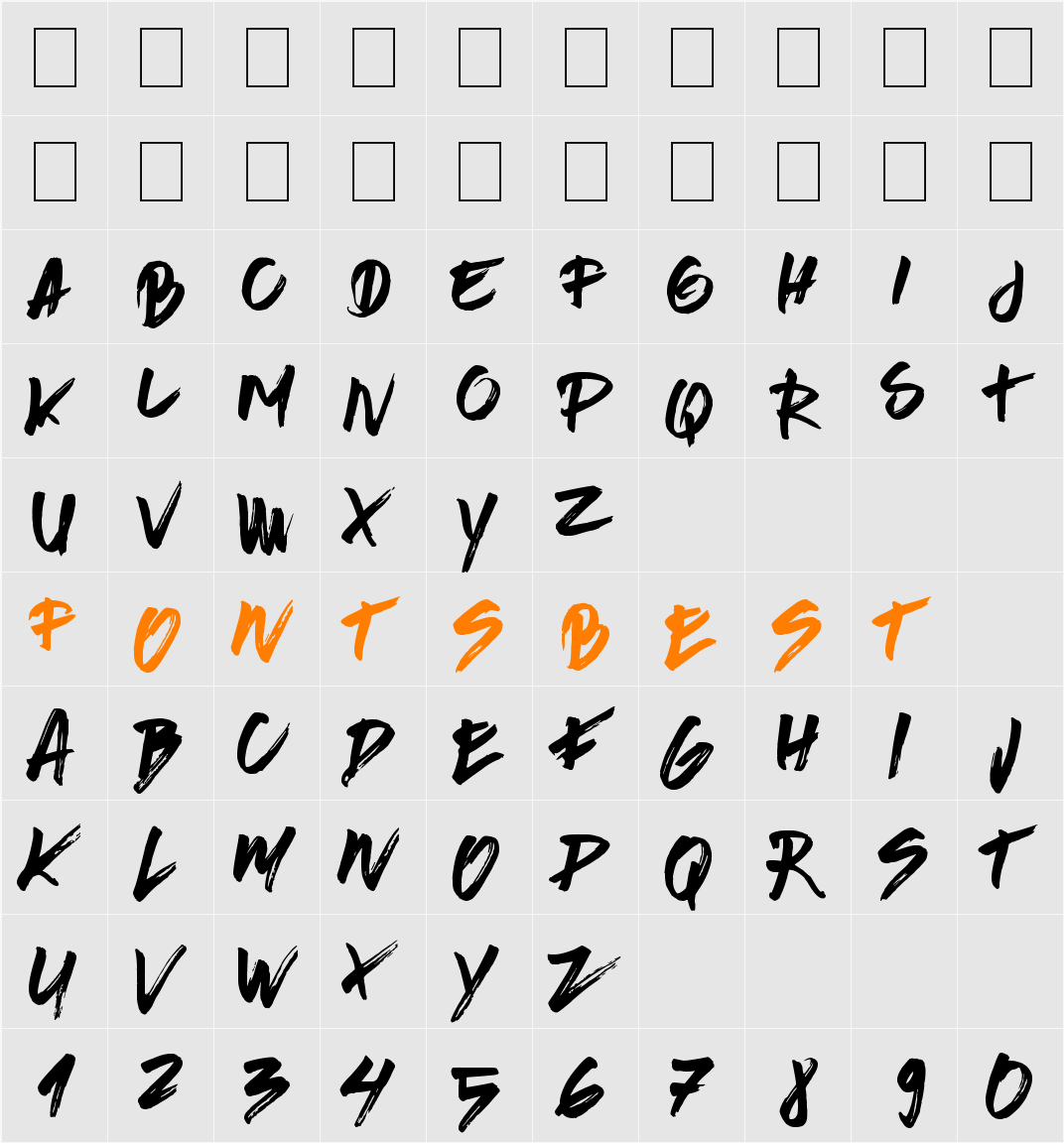 Brushed Traveler Character Map