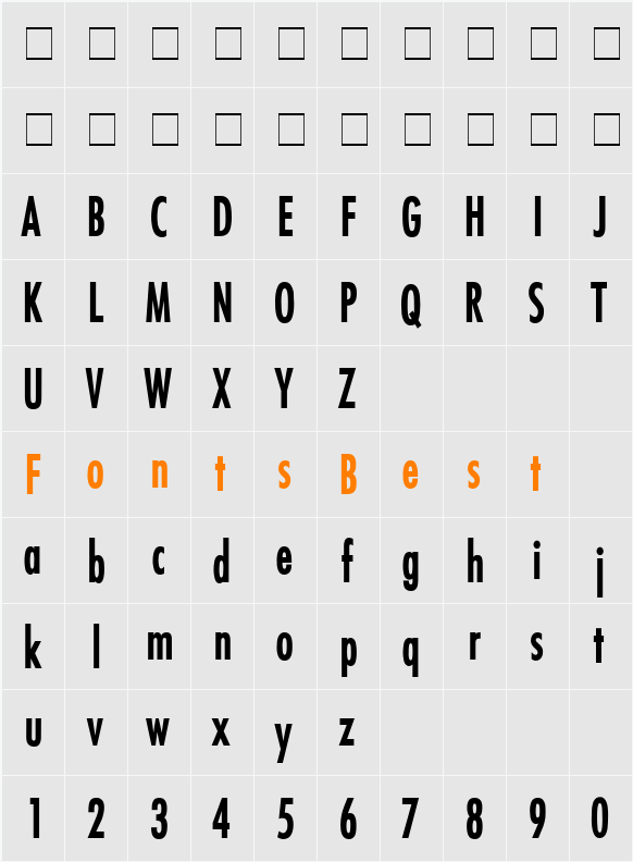 Fuji Condensed Character Map