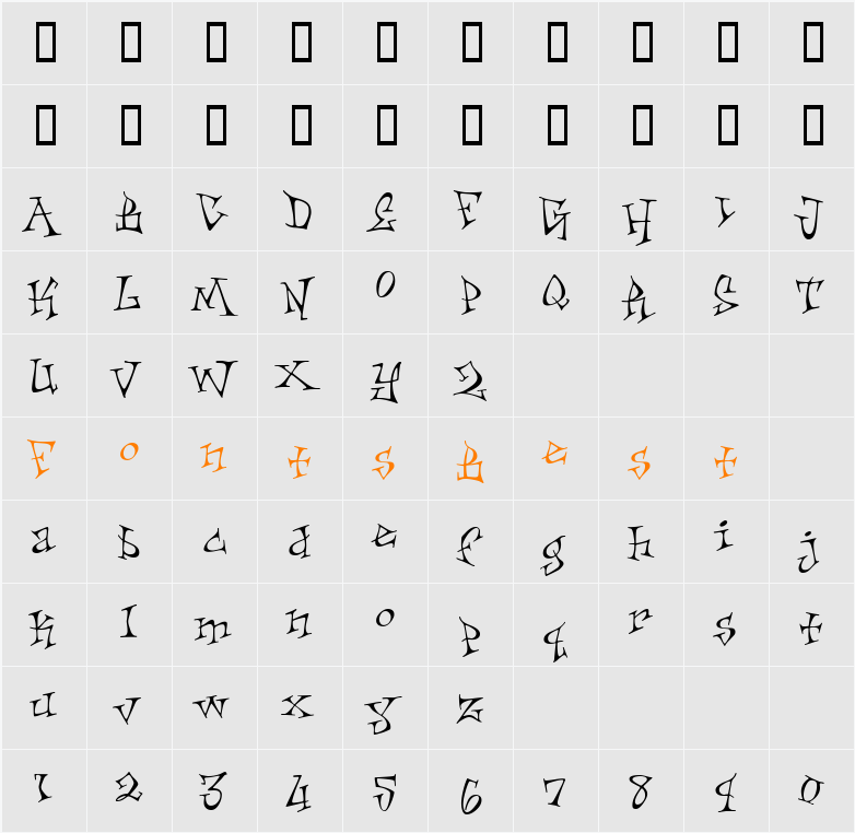 Skiffledog Character Map