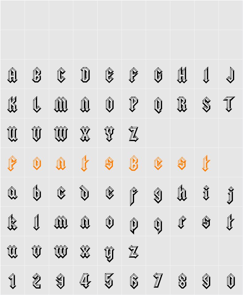 Squealer Embossed Character Map