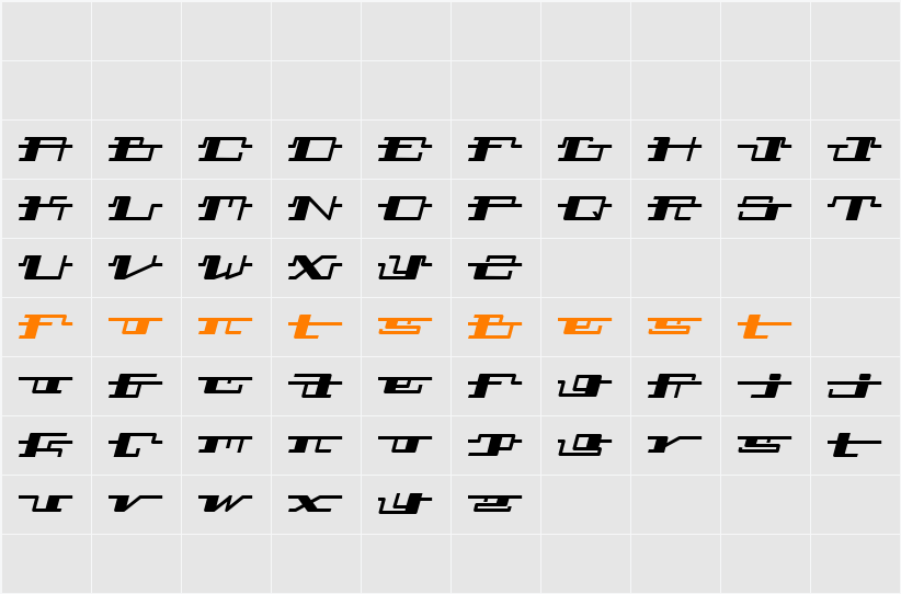Technostroked Character Map