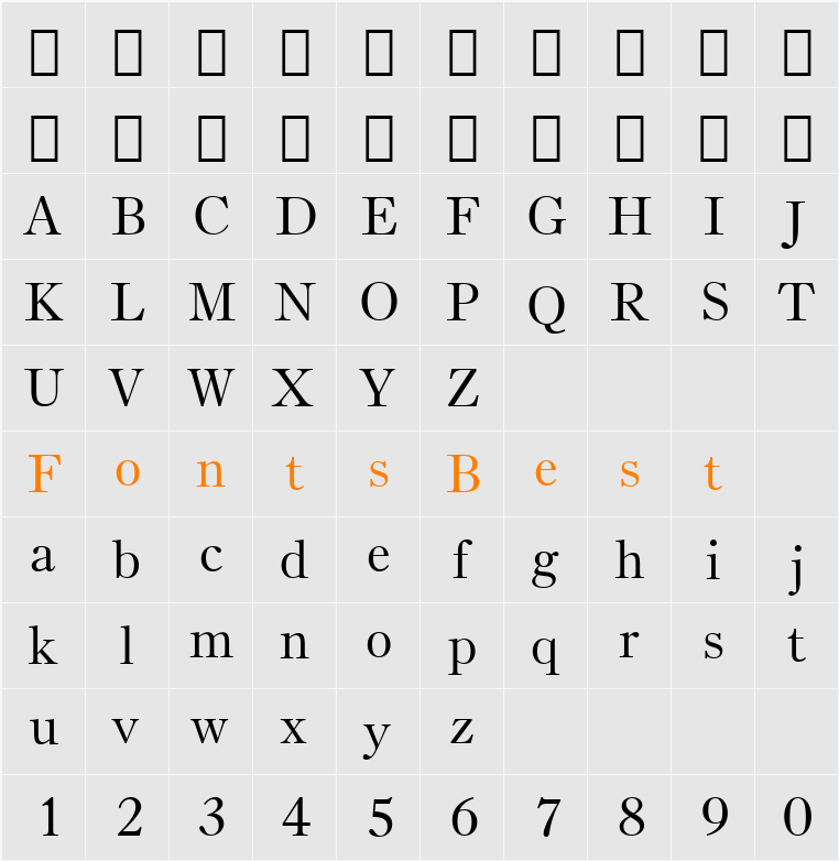 BruceOldStyle BT Character Map