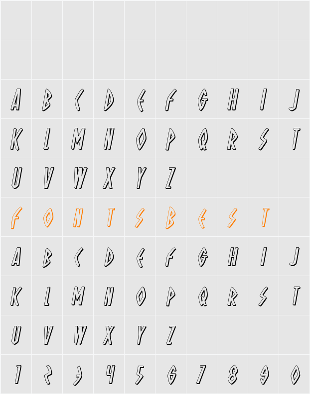 Oh Mighty Isis 3D Italic Character Map