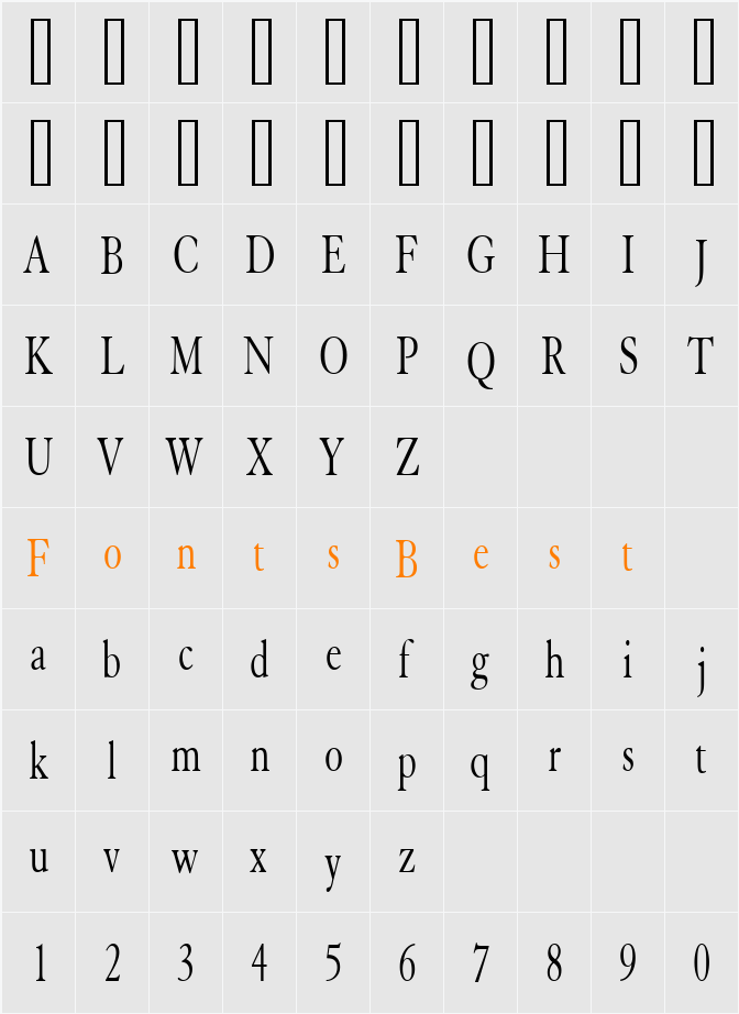 Elephant Thin Character Map