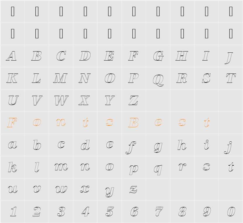 URWAntiquaTExtBolItaOu1 Character Map