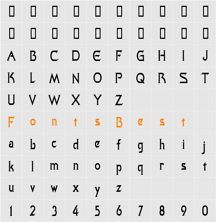 QuasarCondensed Character Map