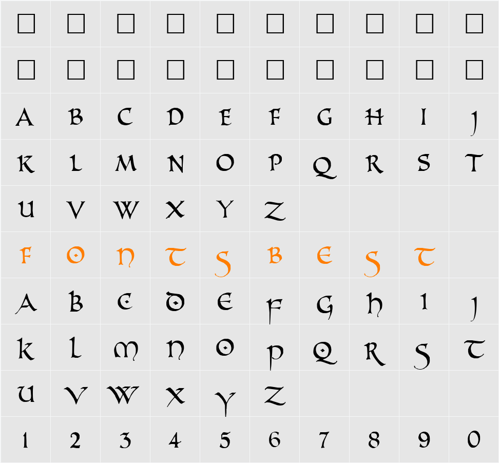 PR Uncl Alt Caps Character Map