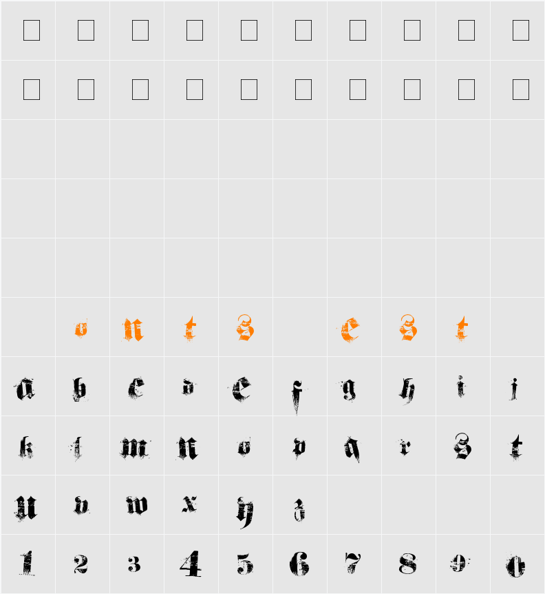 hardcorium Character Map