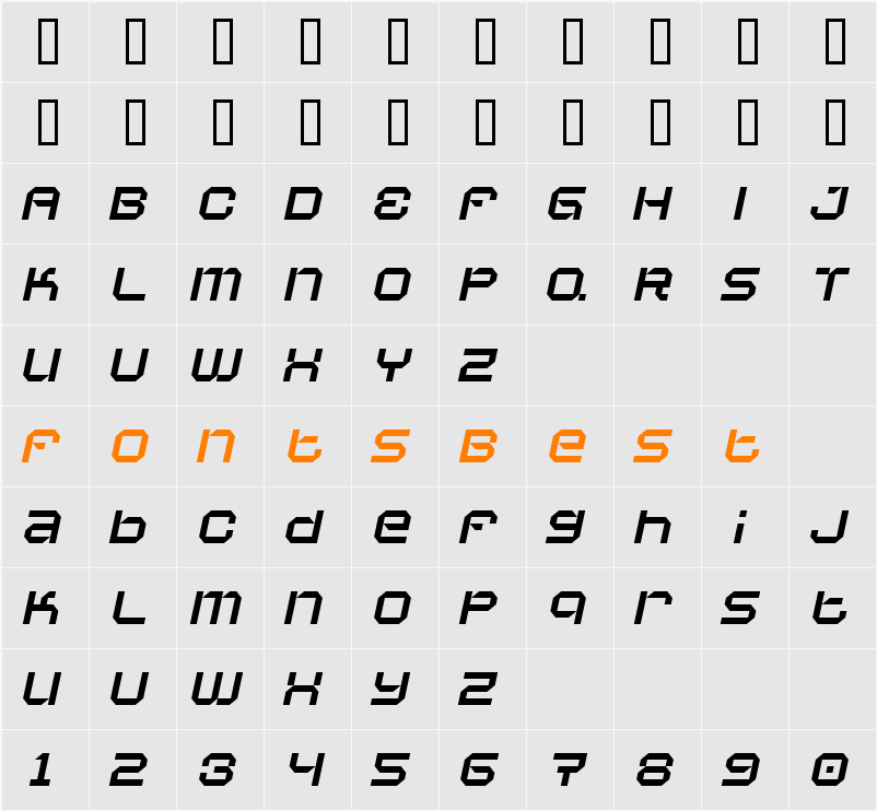 Vaporbyte Slim Character Map