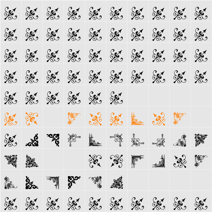 Vintage Decorative Corners 11 Character Map