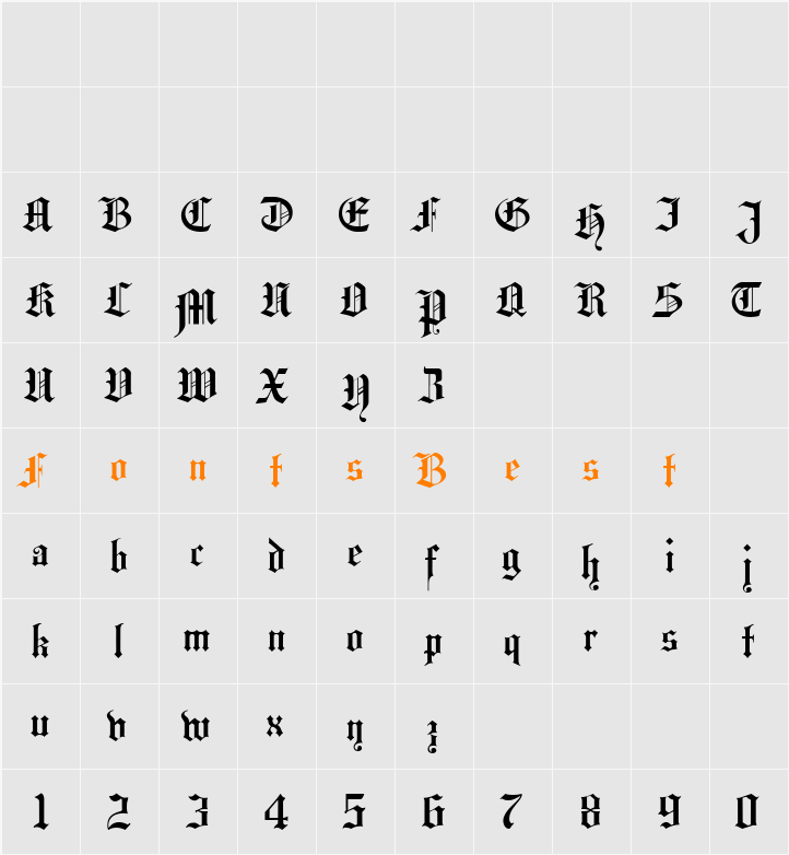 HansaGothic Character Map