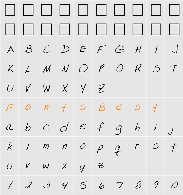 LEHN224 Character Map
