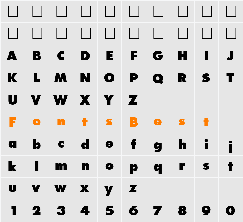 Futurist ExtraHeavy Character Map