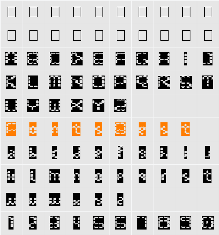 Bonushora Character Map