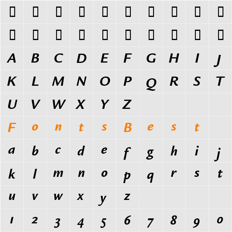 Legacy Sans OS ITC TT Character Map